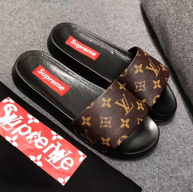 Louis Vuitton Monogram Canvas Supreme Mules Sandals Coffee