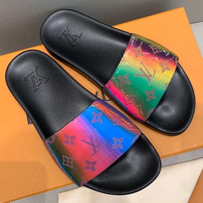 Louis Vuitton Rainbow Monogram Flat Slide Sandals Multicolor 2019