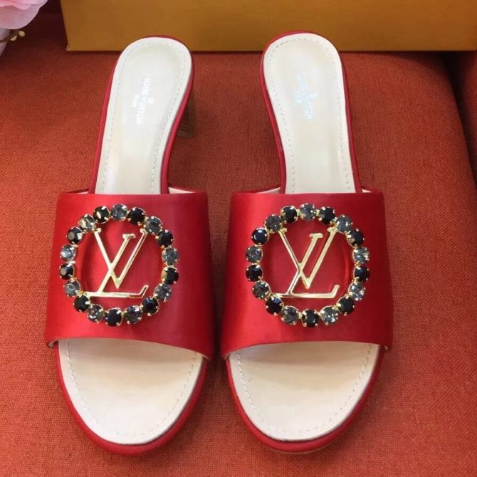 Louis Vuitton Satin Madeleine Mule Red