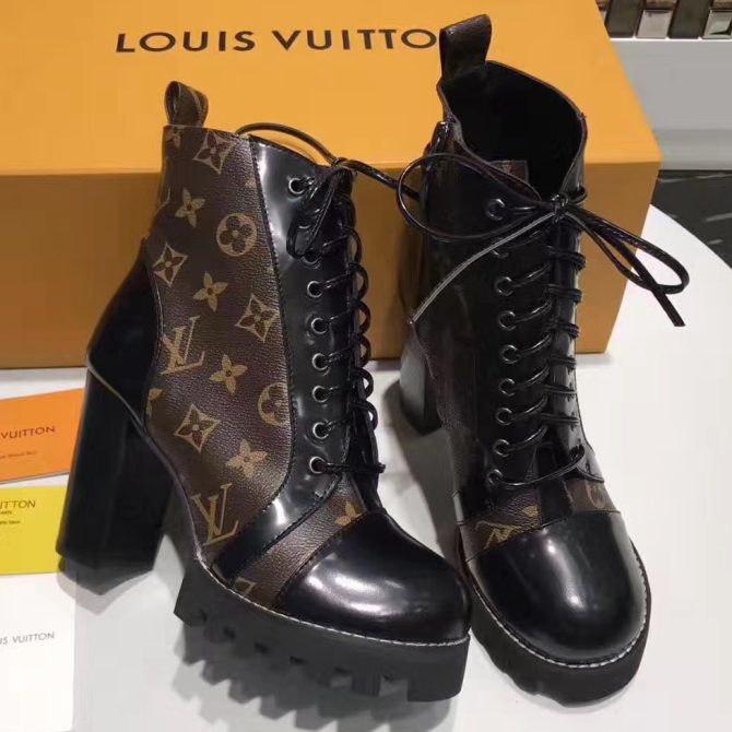 Louis Vuitton Star Trail Ankle Boot 1A2Y7U Black Leather/Monogram Canvas