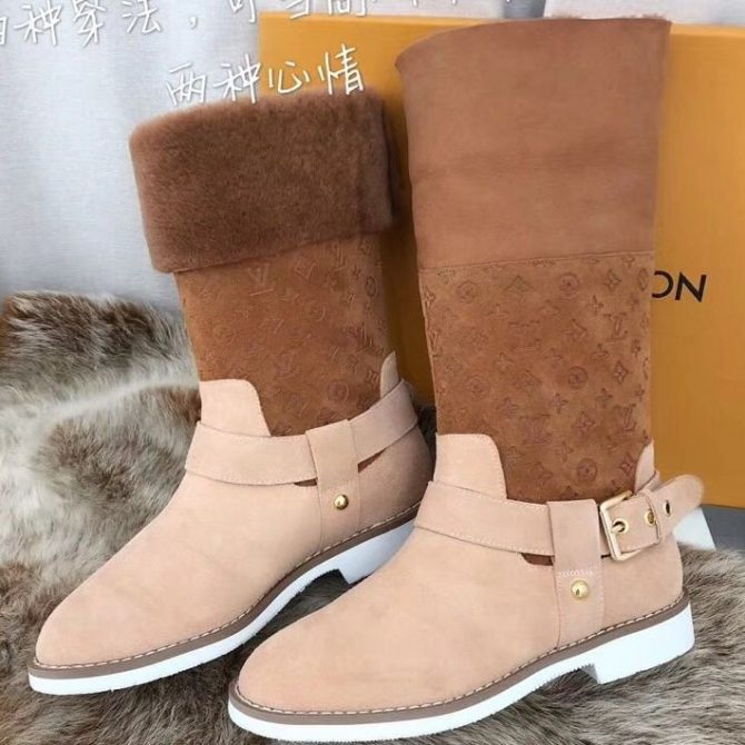 Louis Vuitton Suede & Shearling Boot Brown