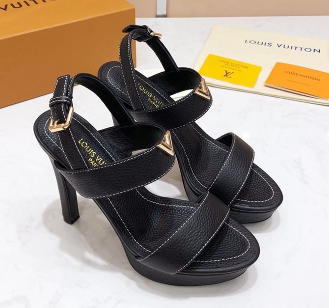 Louis Vuitton New Wave Heel Sandals Black