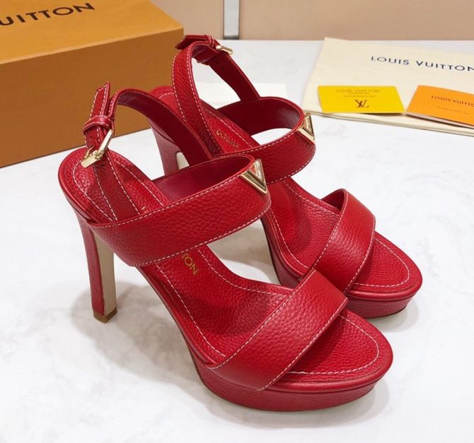 Louis Vuitton New Wave Heel Sandals Red