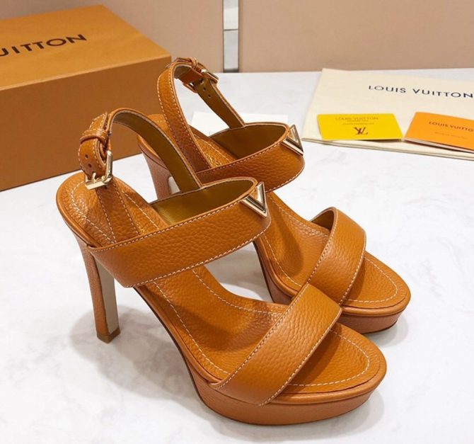 Louis Vuitton New Wave Heel Sandals Clay Brown