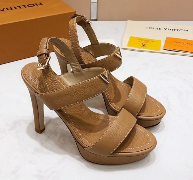 Louis Vuitton New Wave Heel Sandals Dark Beige