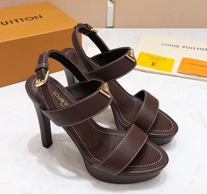 Louis Vuitton New Wave Heel Sandals Dark Red