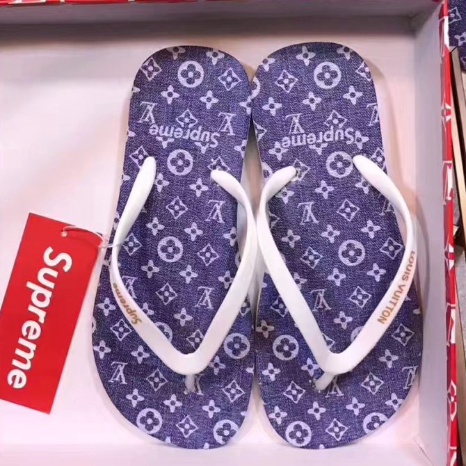 Louis Vuitton x Supreme Thong Sandal Blue