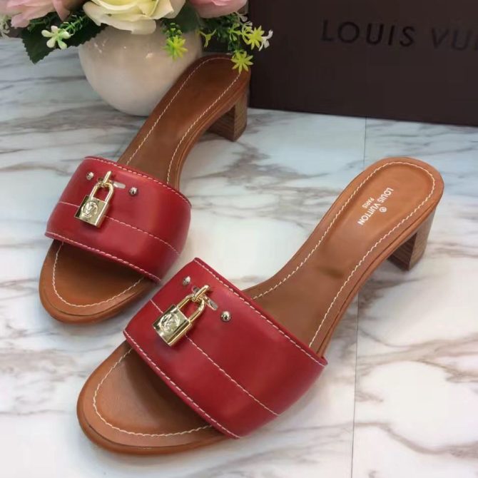 Louis Vuitton Lock It 4cm Heel Mule Sandal Red