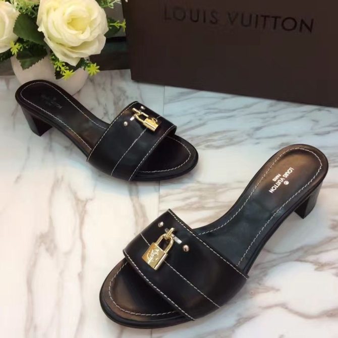 Louis Vuitton Lock It 4cm Heel Mule Sandal Black