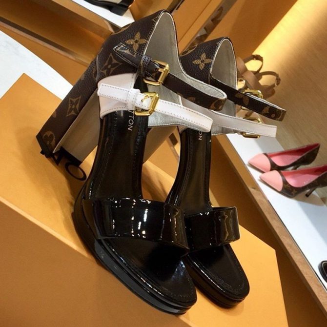 Louis Vuitton Matchmake Double Buckle High-Heel Platform Sandal Black