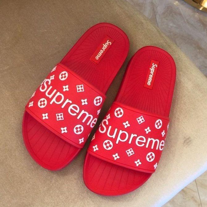 Louis Vuitton Supreme Madeline Flat Sandals Red