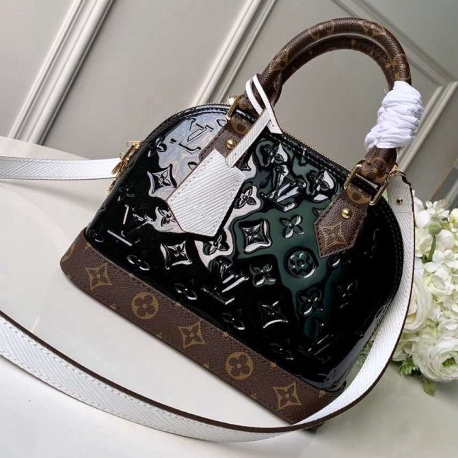 Lousi Vuitton Monogram Vernis Leather/Monogram Canvas Alma BB Bag M44389 Black