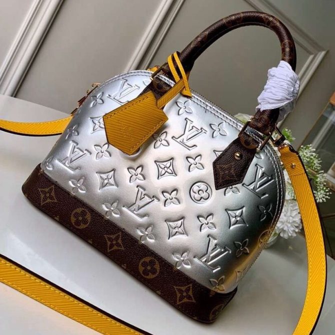 Lousi Vuitton Monogram Vernis Leather/Monogram Canvas Alma BB Bag M44389 Silver