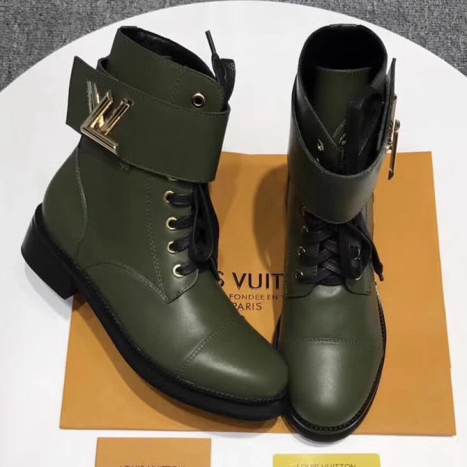 Louis Vuitton Wonderland Ranger Ankle Boots 1A1IY6 Olive Green Leather