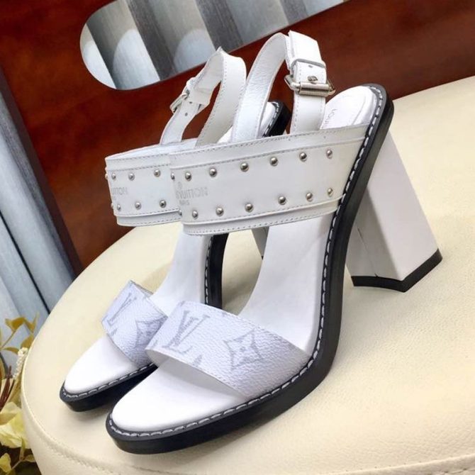 Louis Vuitton Passenger High Heel Studs Slingback Sandals White