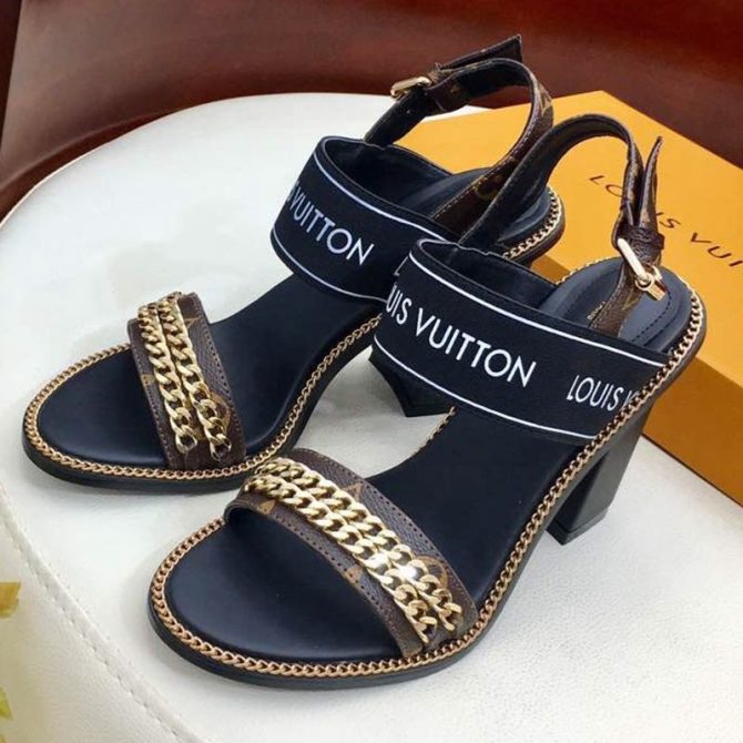 Louis Vuitton Passenger High Heel Chain Slingback Sandals