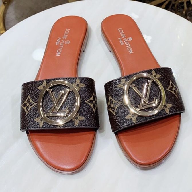 Louis Vuitton Lock It LV Circle Flat Slide Sandals Monogram