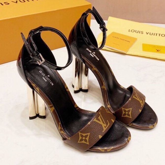 Louis Vuitton Silhouette Monogram Flower Shaped Heel Sandals Monogram