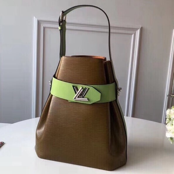 Louis Vuitton Two-tone Epi Leather Twist Bucket Bag Army Green/Viridis