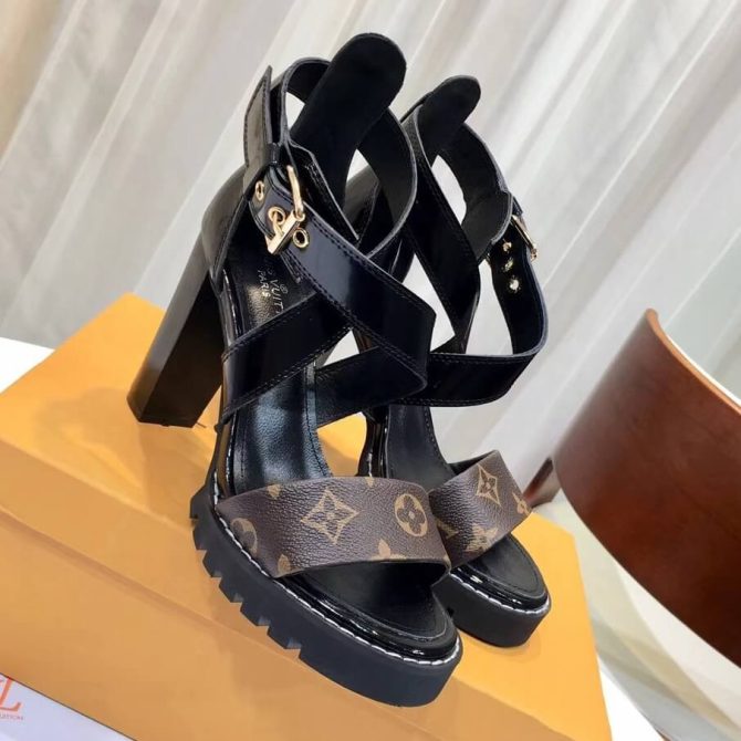 Lousi Vuitton Star Trail Sandal in Monogram Canvas & Patent Leather