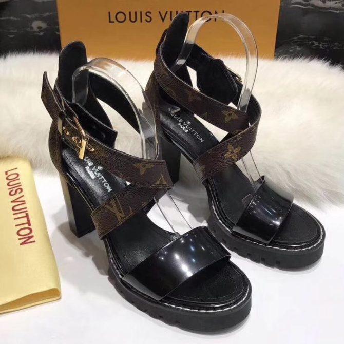 Lousi Vuitton Star Trail Sandal in Monogram Canvas & Patent Leather