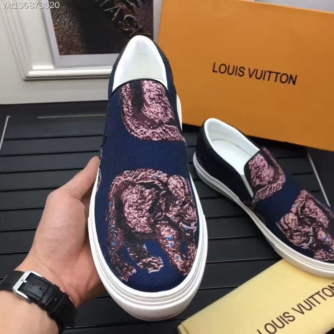 Louis Vuitton Men's Slip-on Sneaker Animal Print Denim Canvas Blue