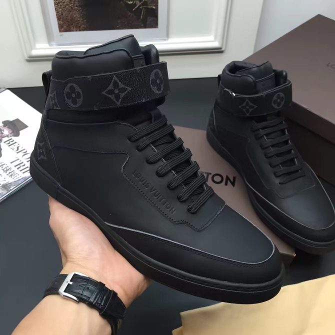 Louis Vuitton Men's Leather Sneaker Boots Black