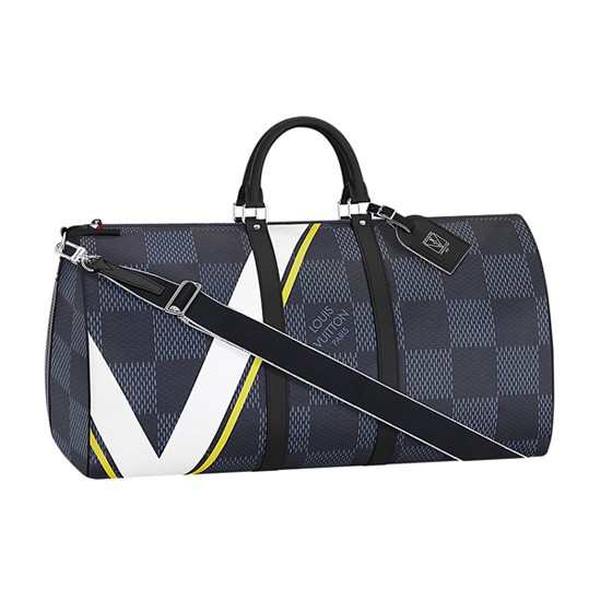 Louis Vuitton N44009 Keepall 55 Bandouliere Duffel Bag Damier Cobalt Canvas