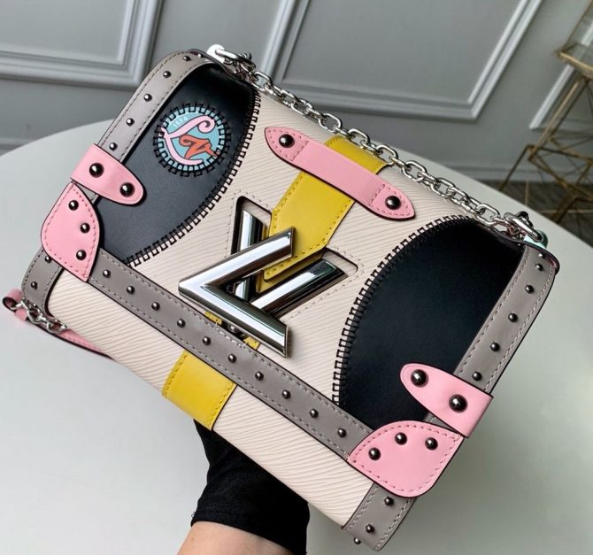 Louis Vuitton Twist MM in Epi Leather Patchwork M50282 White/Pink/Black