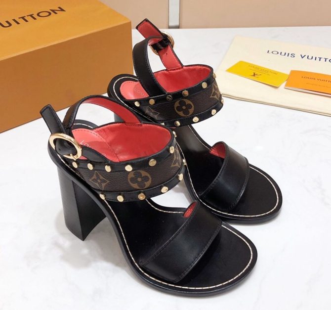 Louis Vuitton Horizon Monogram Heel 10cm Sandals Black